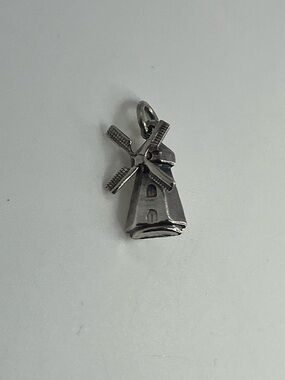 Sterling Silver Windmill Charm Pendant - Silver